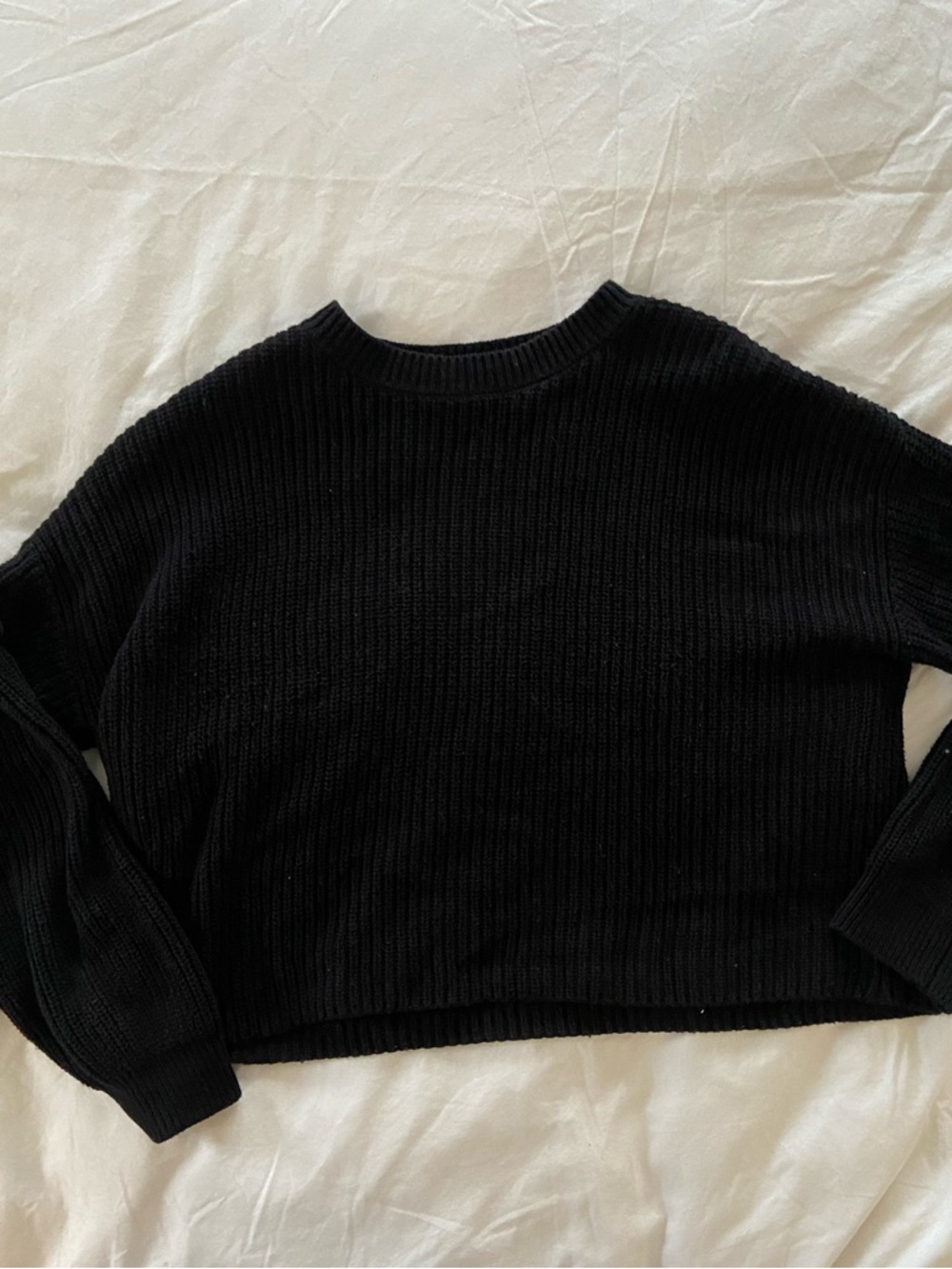 bp Black Ribbed Crewneck Sweater